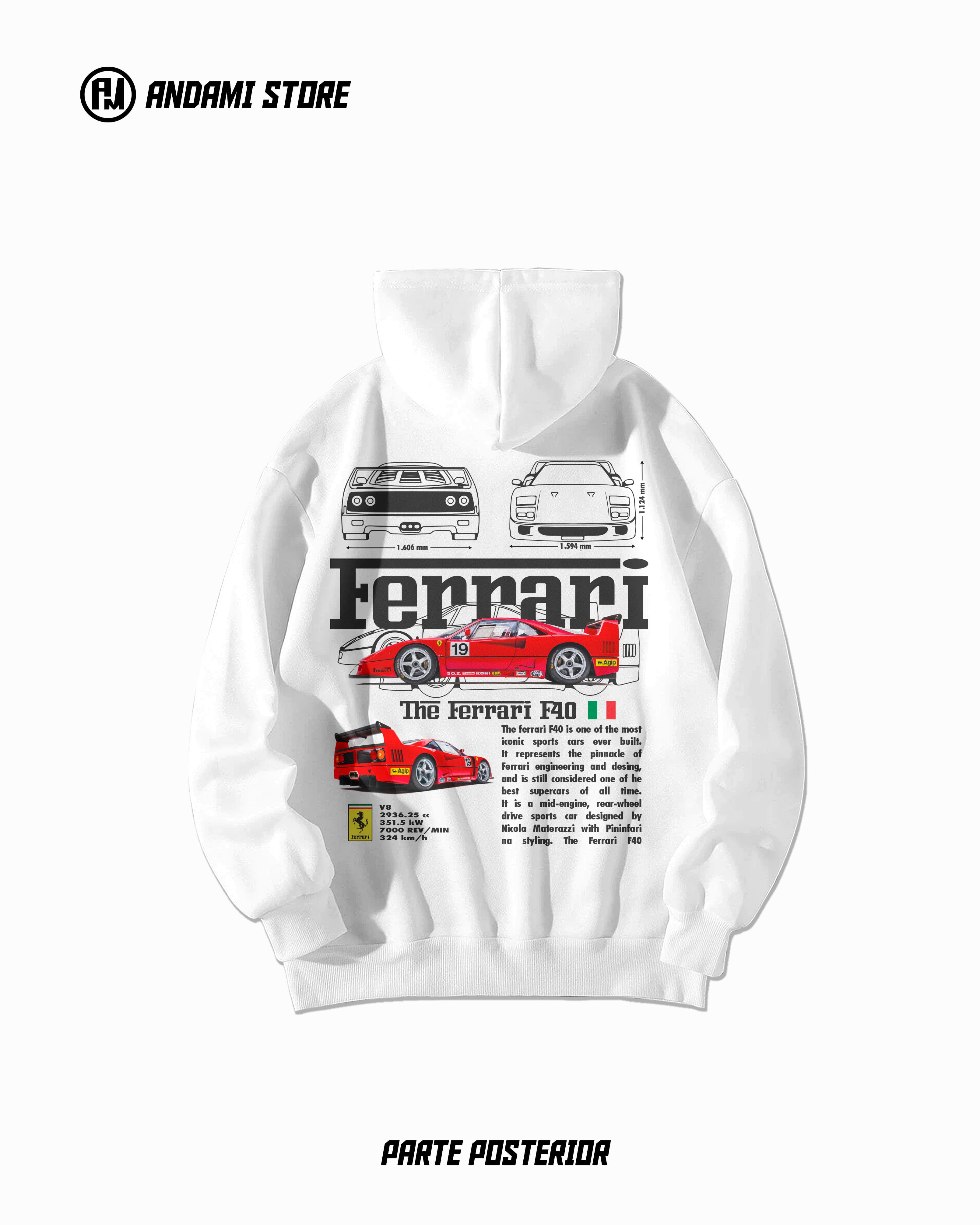 Hoodie Ferrari F40 regular fit
