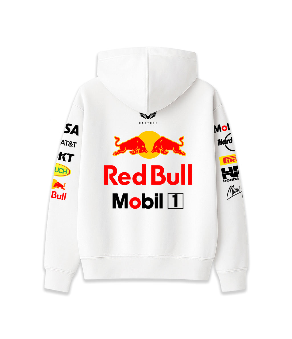"Hoodie Red Bull Racing buzo Formula 1 blanco estampado espaldar"